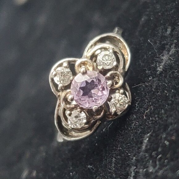925 Sterling Silver Vintage Amethyst Ring Size 5 - Picture 6 of 9
